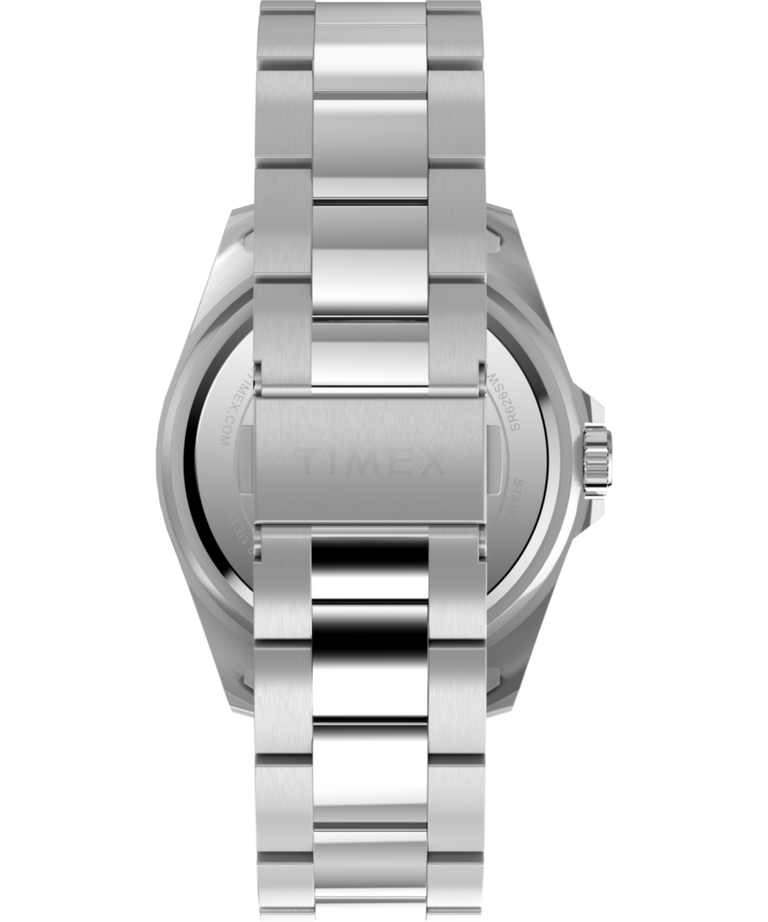 TW2Y28700 Timex, inspirada en los relojes de buceo, correa de acero inoxidable de 42 mm. Imagen de la correa del reloj