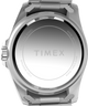 TW2Y28700: Imagen del fondo de la caja del reloj Timex de 42 mm, inspirado en los relojes de buceo, con brazalete de acero inoxidable