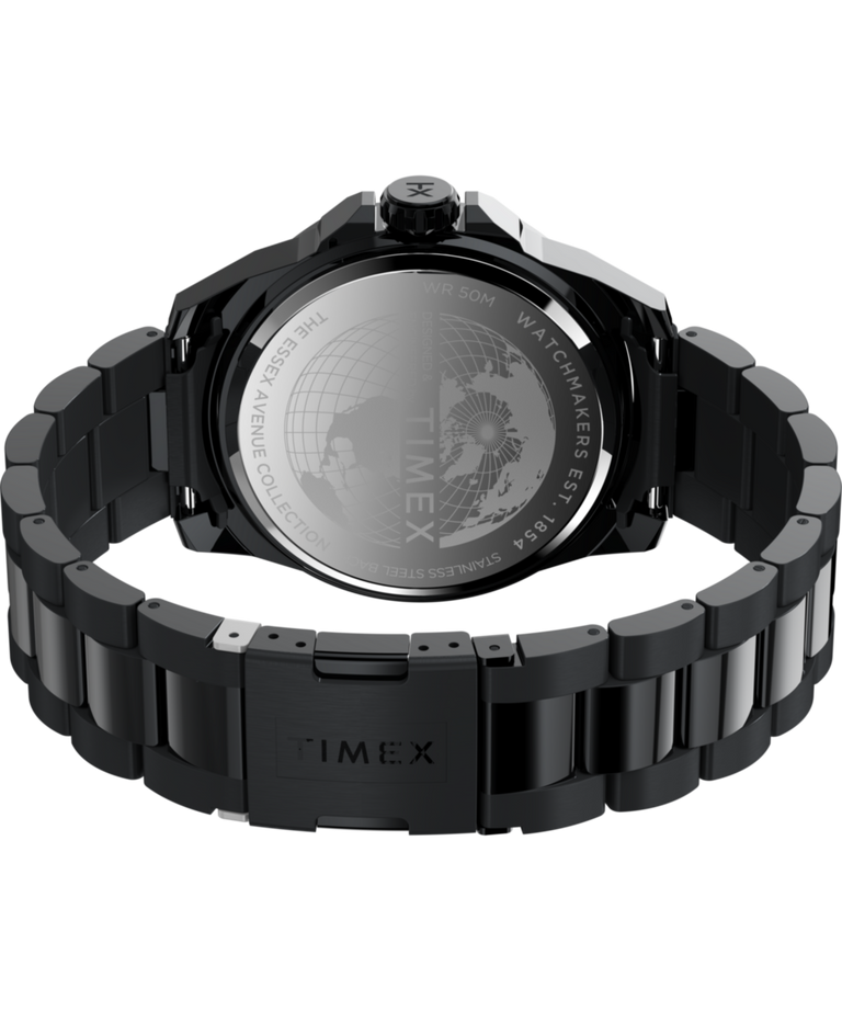 TW2Y28800 Reloj de acero inoxidable con correa de 44 mm, de Essex Avenue.  Imagen del fondo de la caja con accesorio.