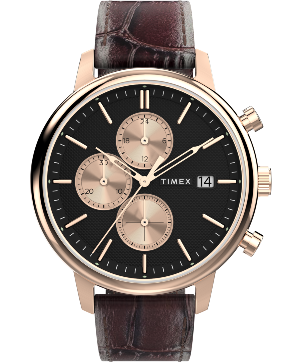 Timex Chicago Chronograph 45mm Leather Strap Watch - TW2Y28900