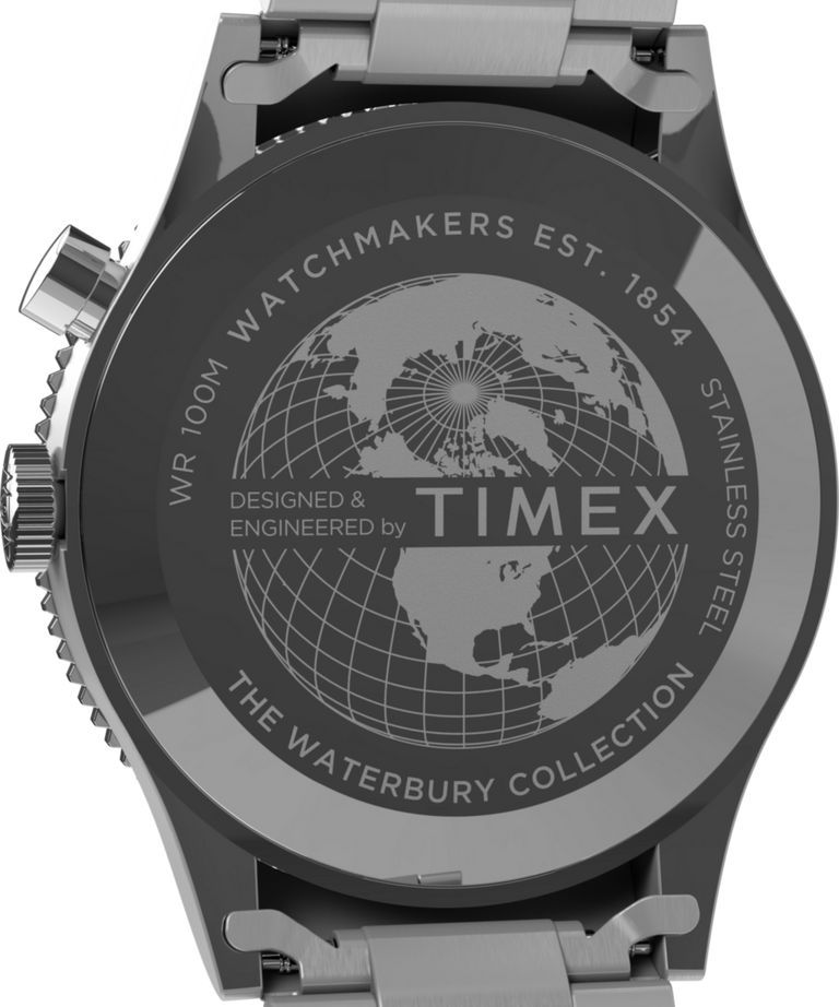 TW2Y29700 Waterbury Traditional GMT 39mm Stainless Steel Bracelet Watch Caseback Image