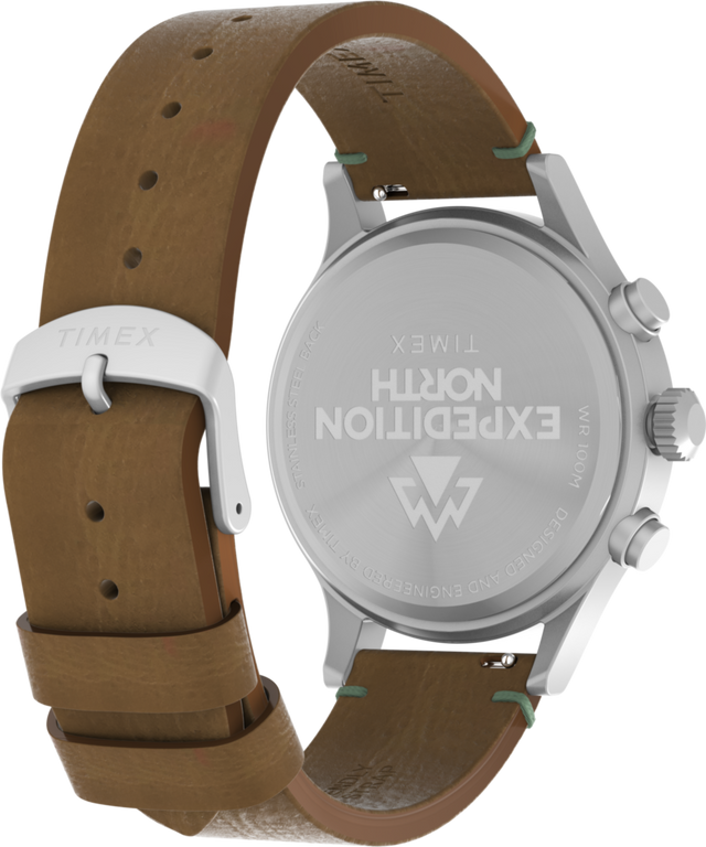 TW2Y29900 Expedition® Sierra Chronograph 42mm Eco-Friendly Vegan Leather Strap Watch Caseback with Attachment Image