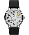 TW2Y31000 Peanuts® x Timex Weekender Snoopy Dancing, reloj de 38 mm con correa de piel. Imagen principal