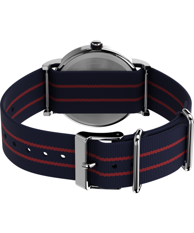 TW2Y31100 Timex x Peanuts® Weekender Cool Joe 38mm Fabric Strap Watch Caseback with Attachment Image