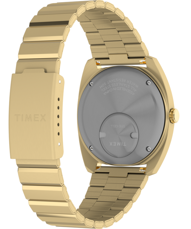 TW2Y34400 Q Timex® 1975 Enigma, reloj de 37 mm con brazalete de acero inoxidable: imagen del fondo de la caja con accesorio