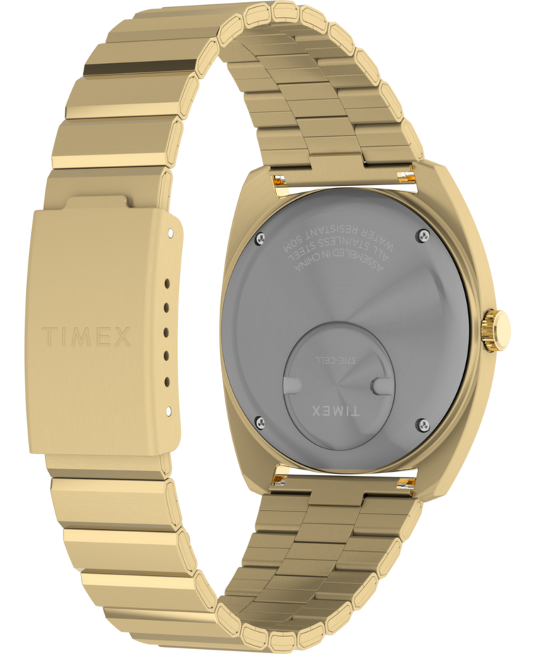 TW2Y34400 Q Timex® 1975 Enigma, reloj de 37 mm con brazalete de acero inoxidable: imagen del fondo de la caja con accesorio