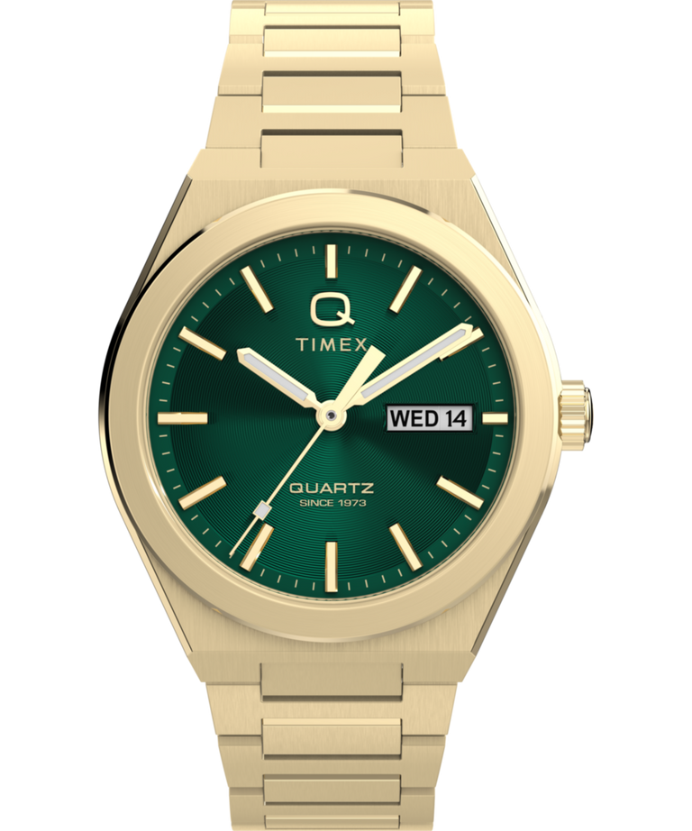 TW2Y35100 Q Timex® Continental Day and Date 39mm Stainless Steel Bracelet Watch Primary Image