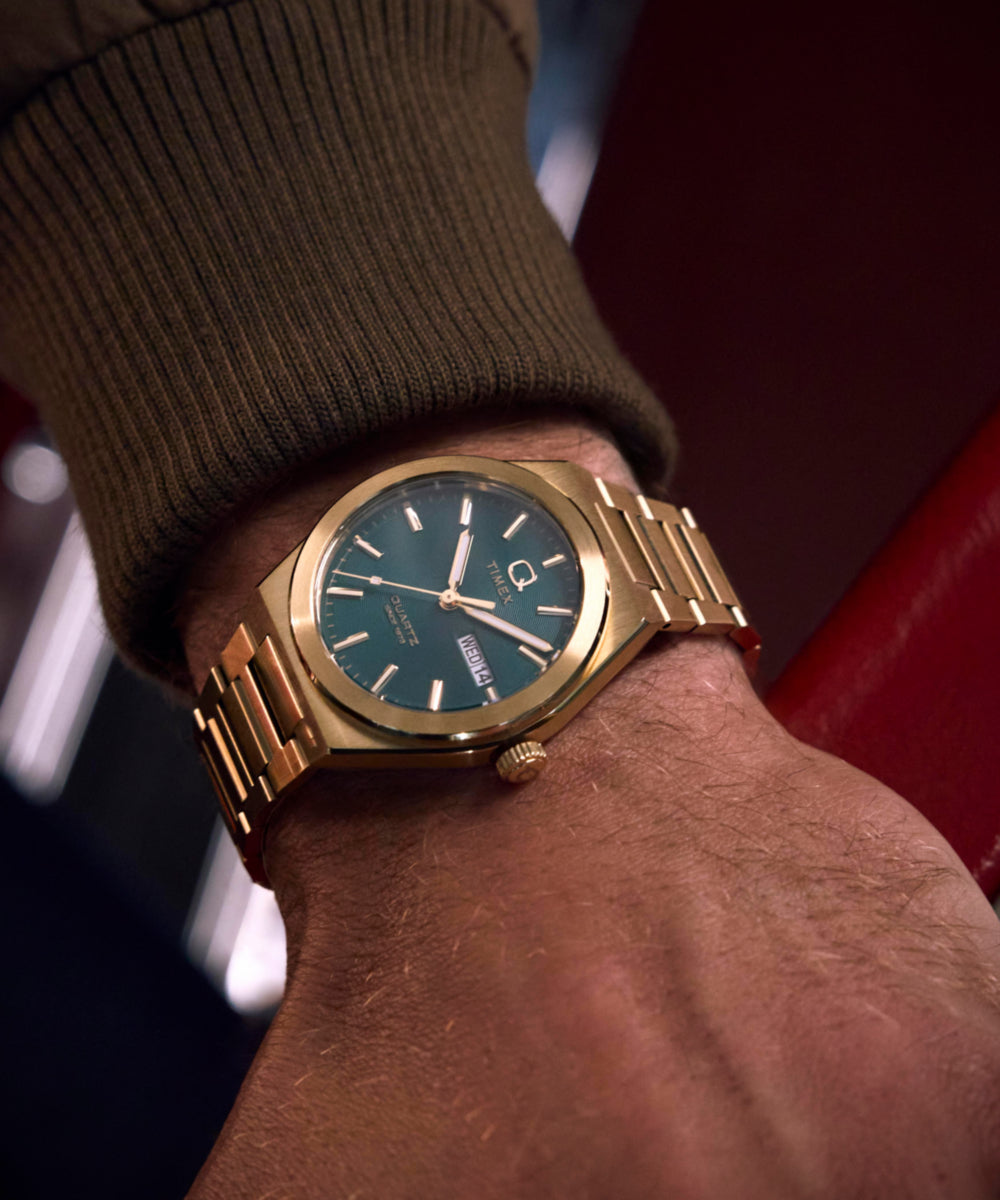 Q Timex® Continental Day and Date 39mm Stainless Steel Bracelet