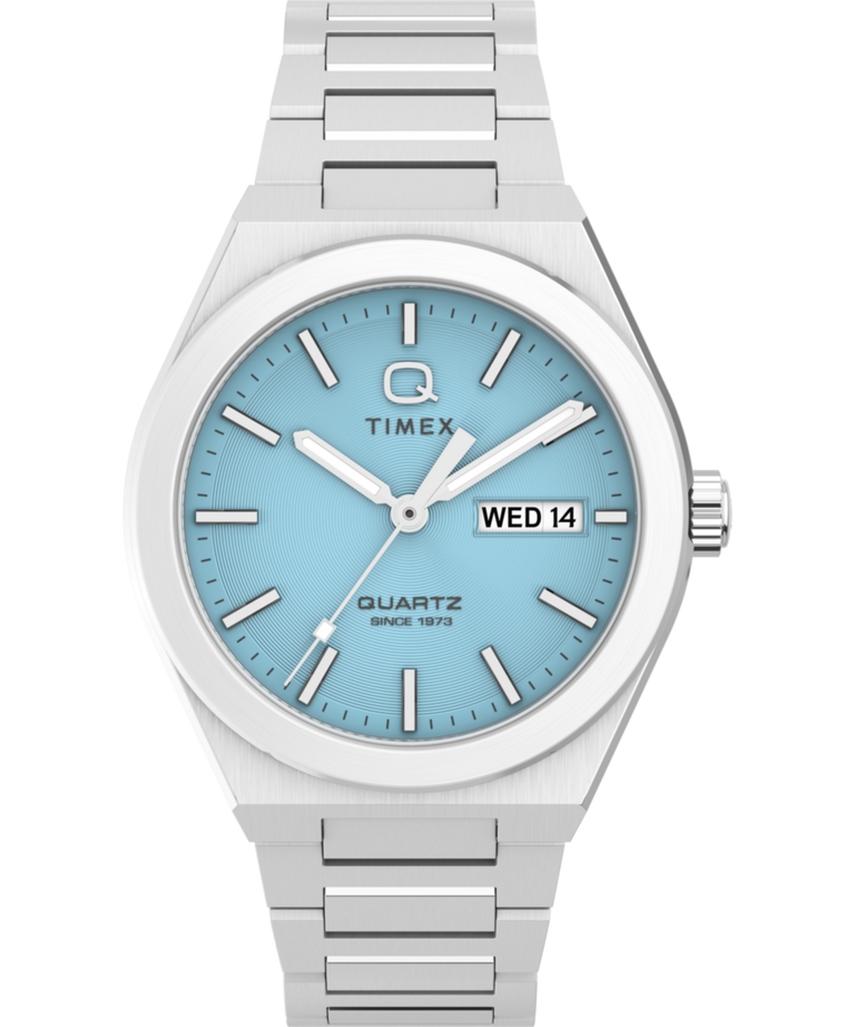 TW2Y35200 Q Timex® Continental Day and Date 39mm Stainless Steel Bracelet Watch Primary Image