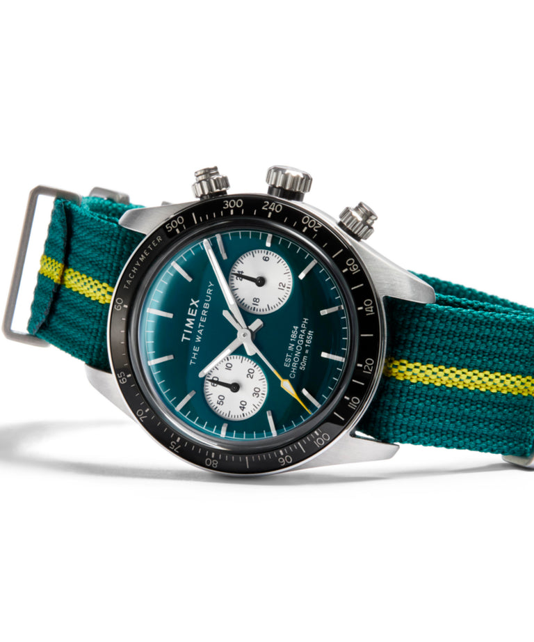 TW2Y35600 Waterbury Heritage Chronograph 39mm Fabric Strap Watch Campaign Key Silhouettes (Beauty shots) Image