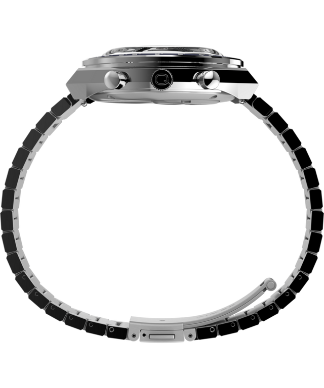 TW2Y36200 Q Reloj Timex® con cronógrafo, 40 mm, brazalete de acero inoxidable. Imagen de perfil del reloj