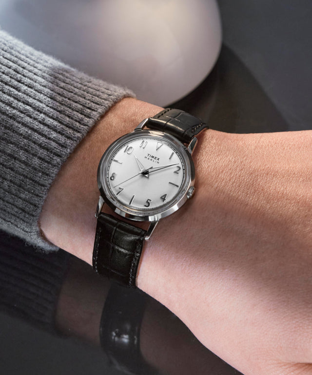 TW2Y37600 Marlin® Quartz 34mm Leather Strap Watch Primary Wrist Image