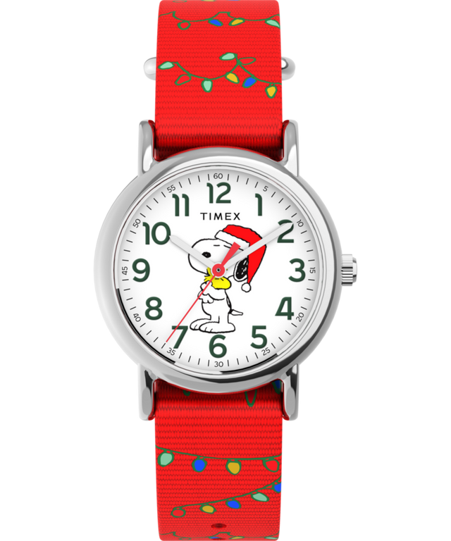 TW2Y39500 Timex x Peanuts® Weekender Snoopy Santa Hat 31mm Fabric Strap Watch Primary Image
