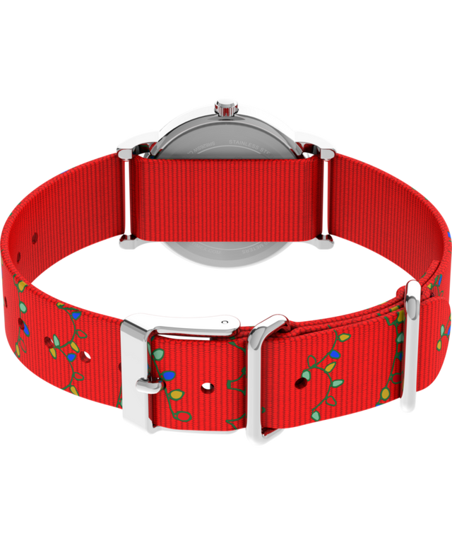 TW2Y39500 Timex x Peanuts® Weekender Snoopy Santa Hat 31mm Fabric Strap Watch Caseback with Attachment Image