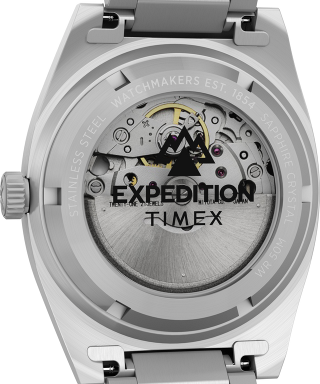 TW2Y39600 Expedition® Capstone Automático, 39 mm, acero inoxidable, brazalete. Imagen del fondo de la caja del reloj