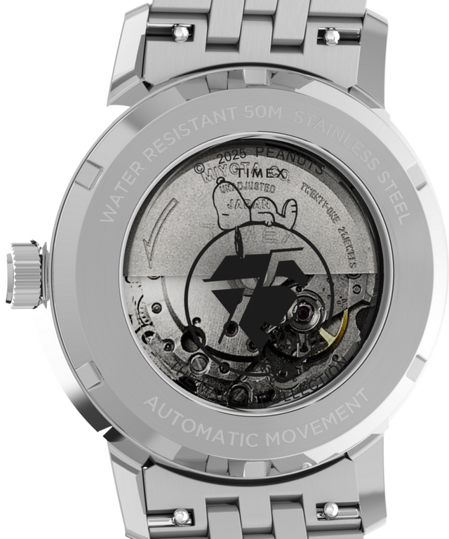 TW2Y45000 Peanuts® x Timex  Marlin® Automatic 75th Anniversary 40mm Stainless Steel Bracelet Watch Caseback Image