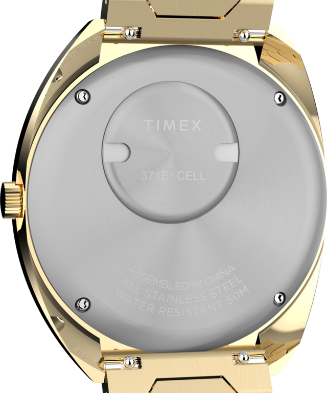 TW2Y45200 Q Timex® 1972 Time Machine Reissue: reloj de 39 mm con brazalete de acero inoxidable. Imagen del fondo de la caja.