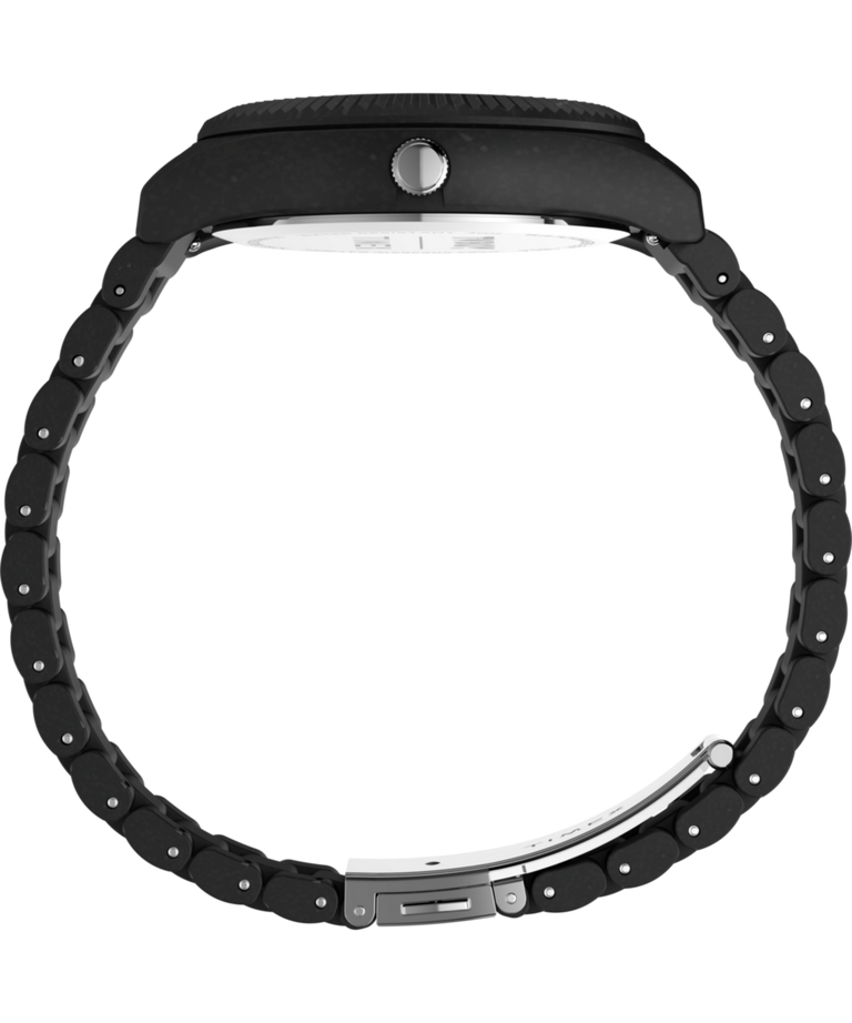 Imagen de perfil del reloj con brazalete Timex Legacy Ocean x TVBOY de 42 mm de material #tide TW2Y46700