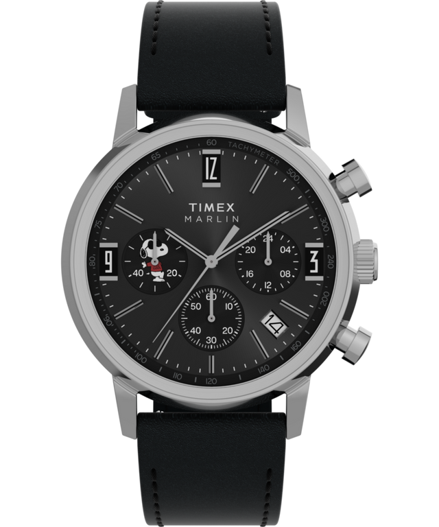 TW2Y48500 Peanuts® x Timex Marlin® Chronograph Joe Cool 40mm Leather Strap Watch Primary Image