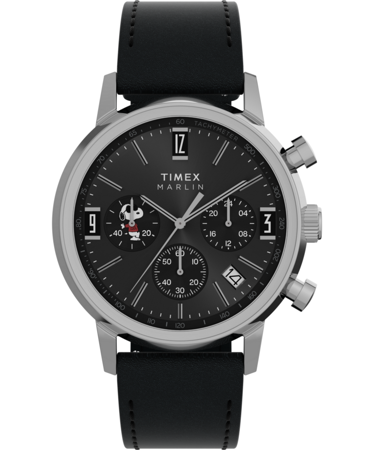 TW2Y48500 Peanuts® x Timex Marlin® Chronograph Joe Cool 40mm Leather Strap Watch Primary Image