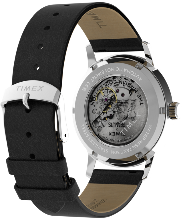 TW2Y50300 Peanuts® x Timex Marlin® Automatic Americana 40mm Leather Strap Watch Caseback with Attachment Image