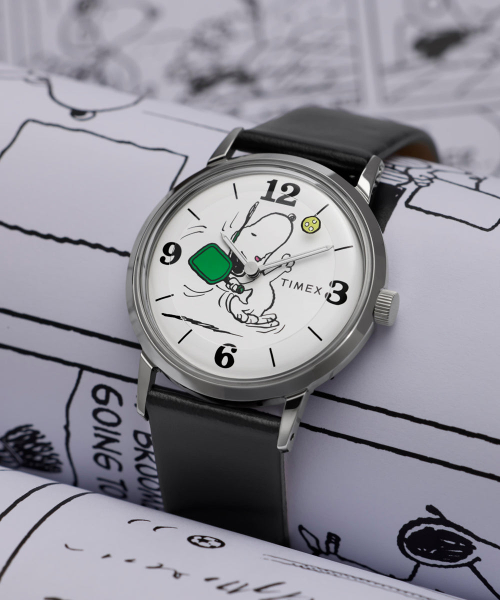 招*@様 純銀レリーフ Peanuts® x Timex Marlin® Pickleball 38mm Leather Strap Watch