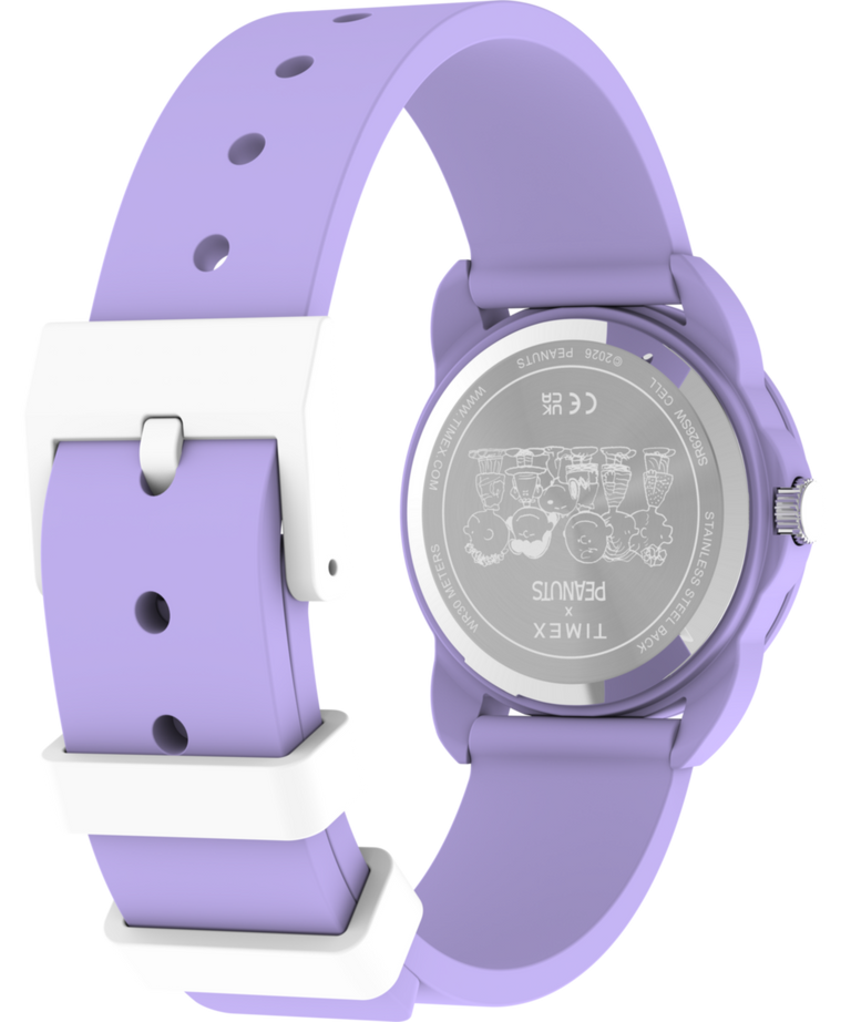 TW2Y51200 Peanuts® x Timex Youth Spring 30mm Silicone Strap Watch Caseback with Attachment Image