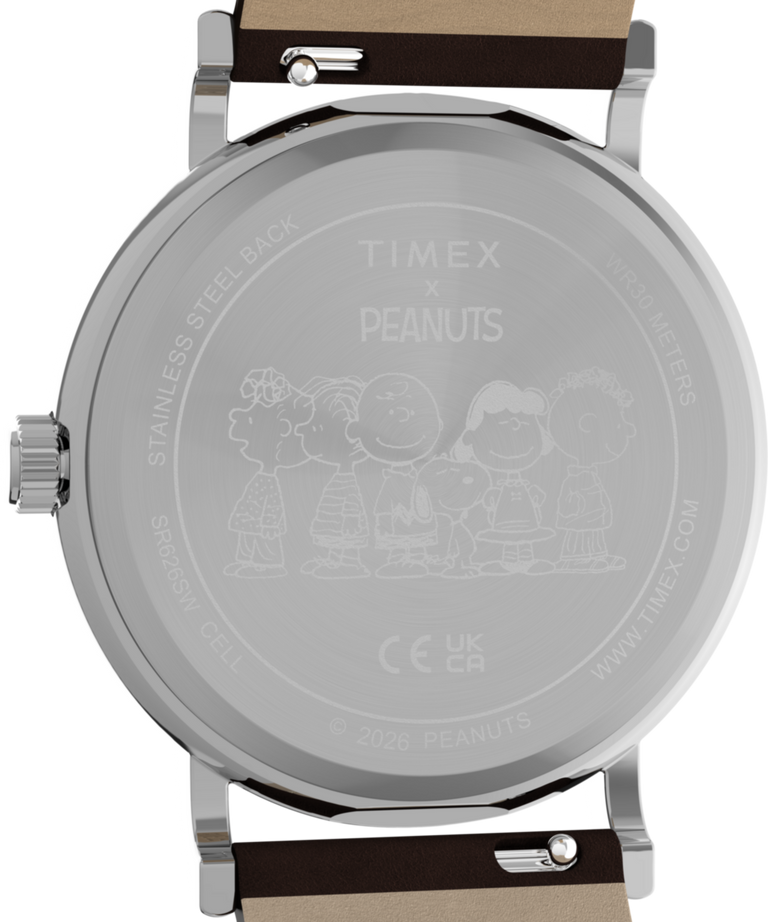 TW2Y51500 Reloj Peanuts® x Timex Weekender Baseball de 38 mm con correa de piel  Imagen del fondo de la caja