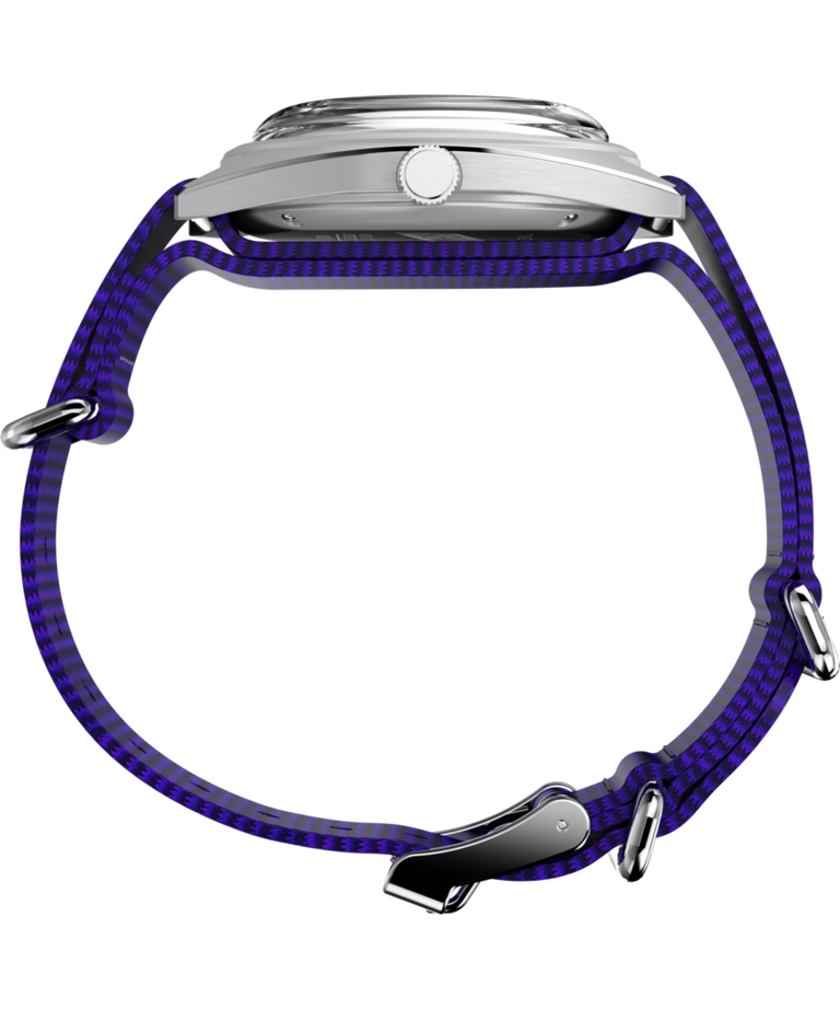 TW2Y52200 Worn & Wound x Timex Whirlpool, reloj de 37 mm con correa de tela. Imagen de perfil