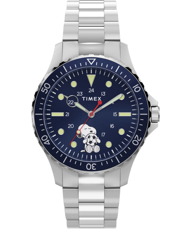 Peanuts® x Timex Navi Snoopy Soccer 41mm Stainless Steel Bracelet