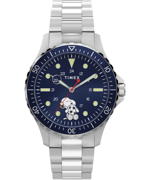 Peanuts® x Timex Navi Snoopy Soccer 41mm Stainless Steel Bracelet