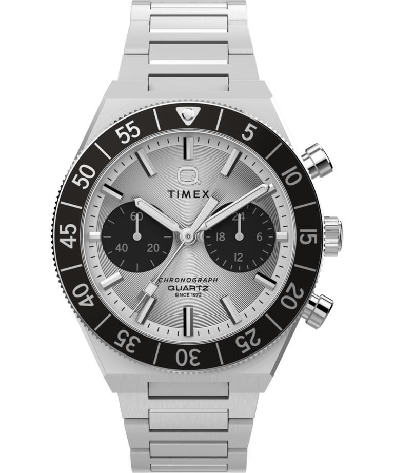 Imagen principal del reloj Q Timex Continental Chronograph de 40 mm con brazalete de acero inoxidable TW2Y55800