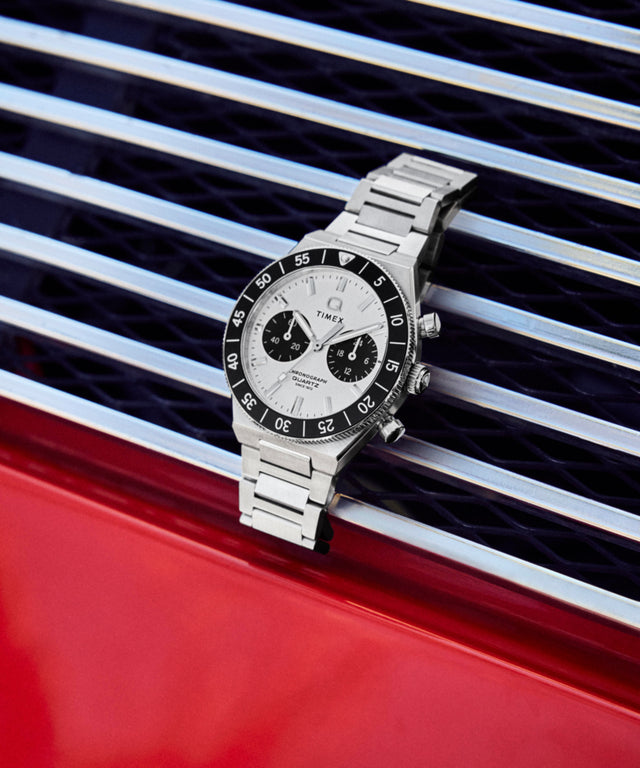 TW2Y55800 Q Timex Continental Chronograph 40mm Stainless Steel Bracelet Watch Campaign Key Silhouettes (Beauty shots) Image