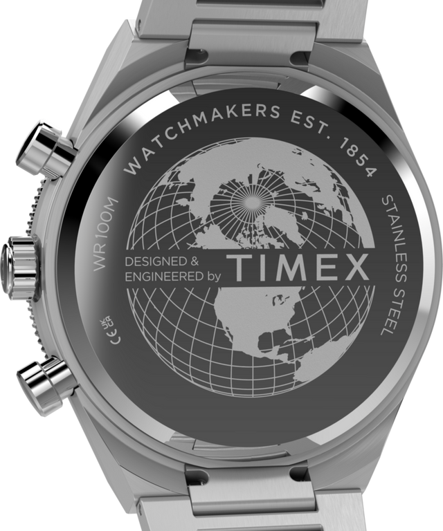 TW2Y55900 Q Timex Continental Chronograph 40mm Stainless Steel Bracelet Watch Caseback Image