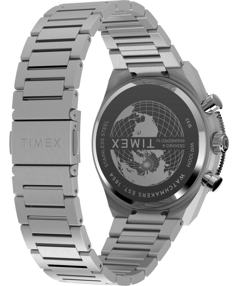 TW2Y55900 Q Timex Continental Chronograph 40mm Stainless Steel Bracelet Watch Caseback with Attachment Image