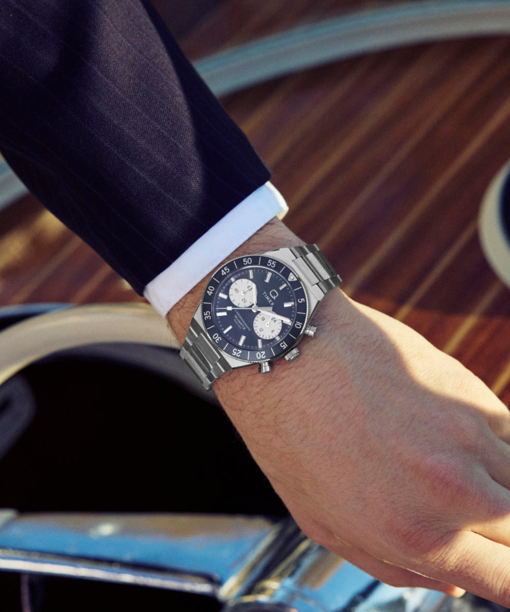 Q Timex Continental Chronograph 40mm Stainless Steel Bracelet