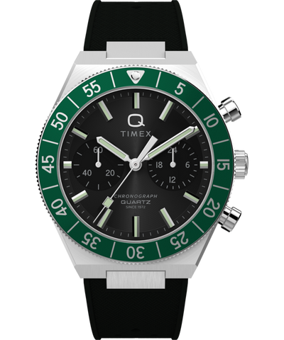 TW2Y56100 Q Timex Continental Chronograph 40mm Synthetic Rubber Strap Watch  Primary Image