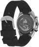 TW2Y56100 Q Reloj Timex Continental Chronograph de 40 mm con correa de caucho sintético. Imagen del fondo de la caja con accesorio.