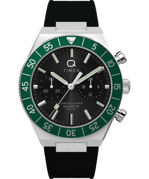 Q Timex Continental Chronograph 40mm Synthetic Rubber Strap Watch