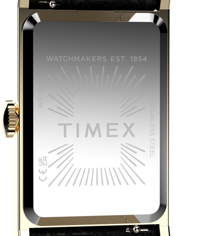 Imagen de la trasera de la caja del reloj Timex 1976 Lexington Reissue de 21 mm con correa de piel TW2Y56200