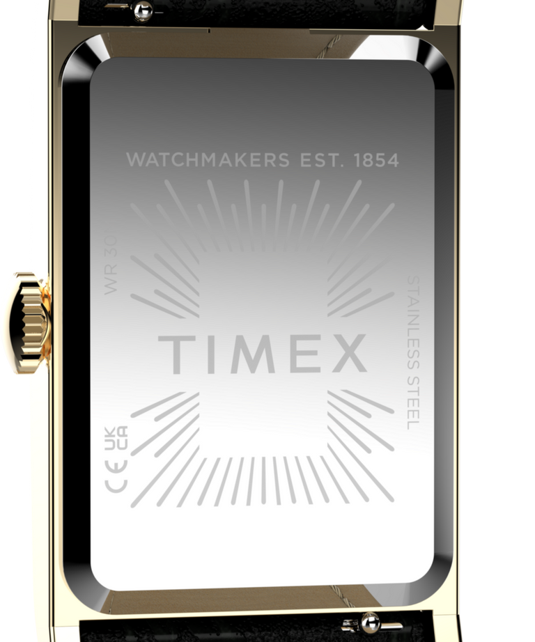 Imagen de la trasera de la caja del reloj Timex 1976 Lexington Reissue de 21 mm con correa de piel TW2Y56200