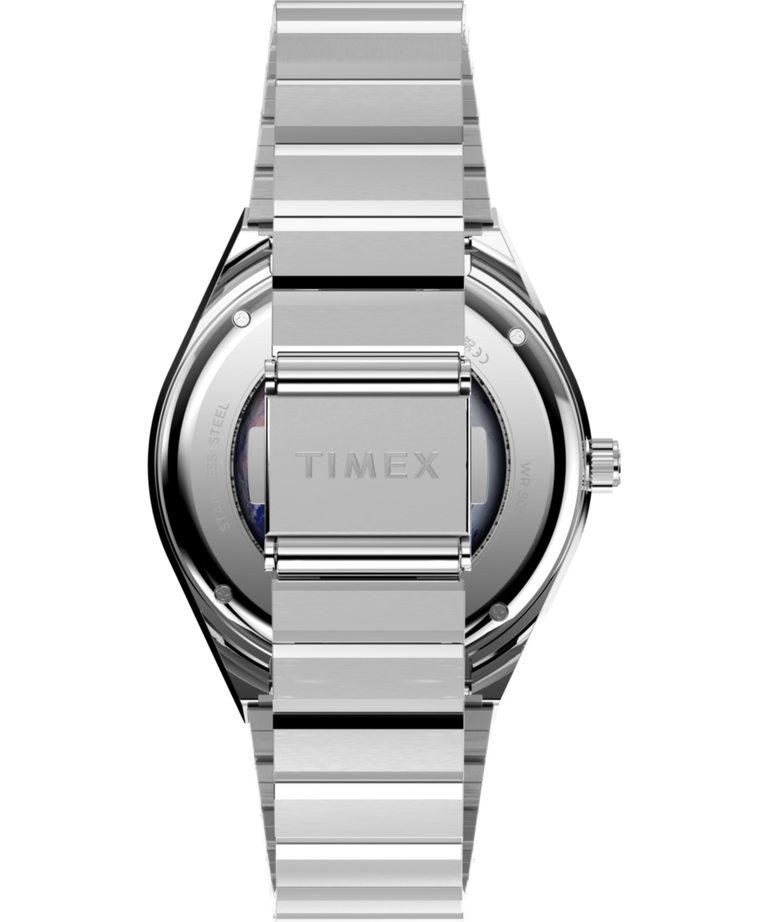 TW2Y56700 Q Timex NASA, correa de reloj de acero inoxidable de 40 mm. Imagen