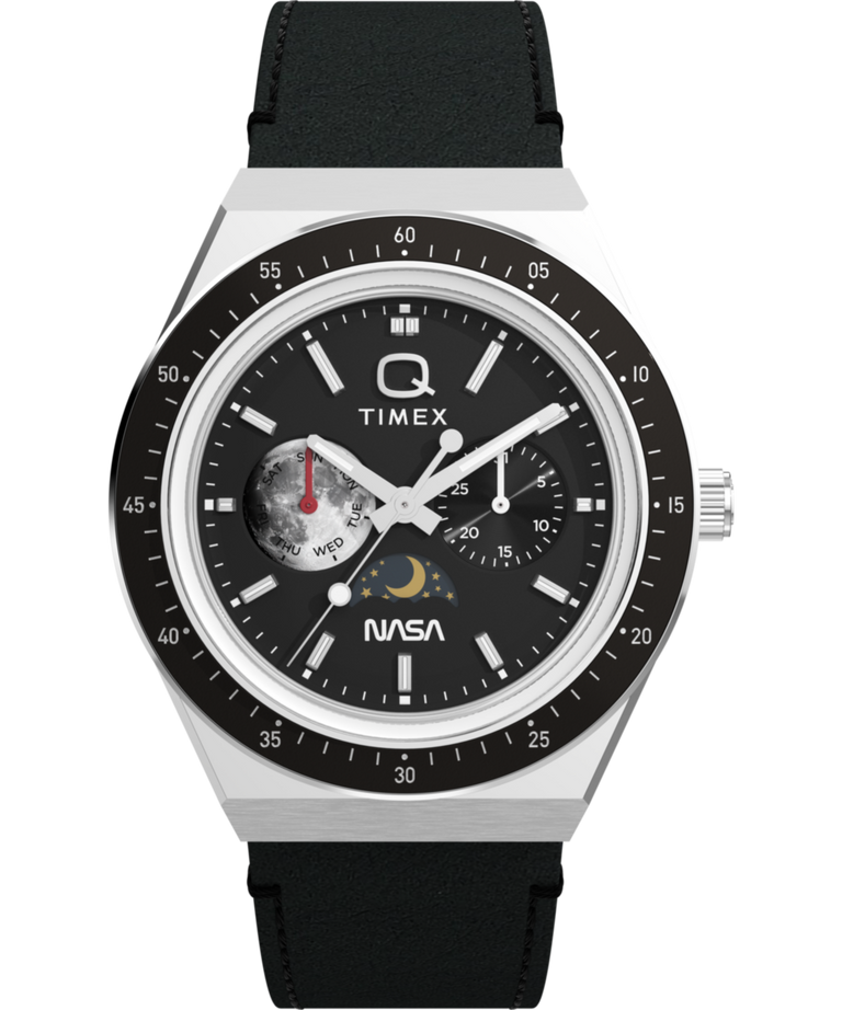 TW2Y56800 Q Timex NASA 40mm Leather Strap Watch Primary Image
