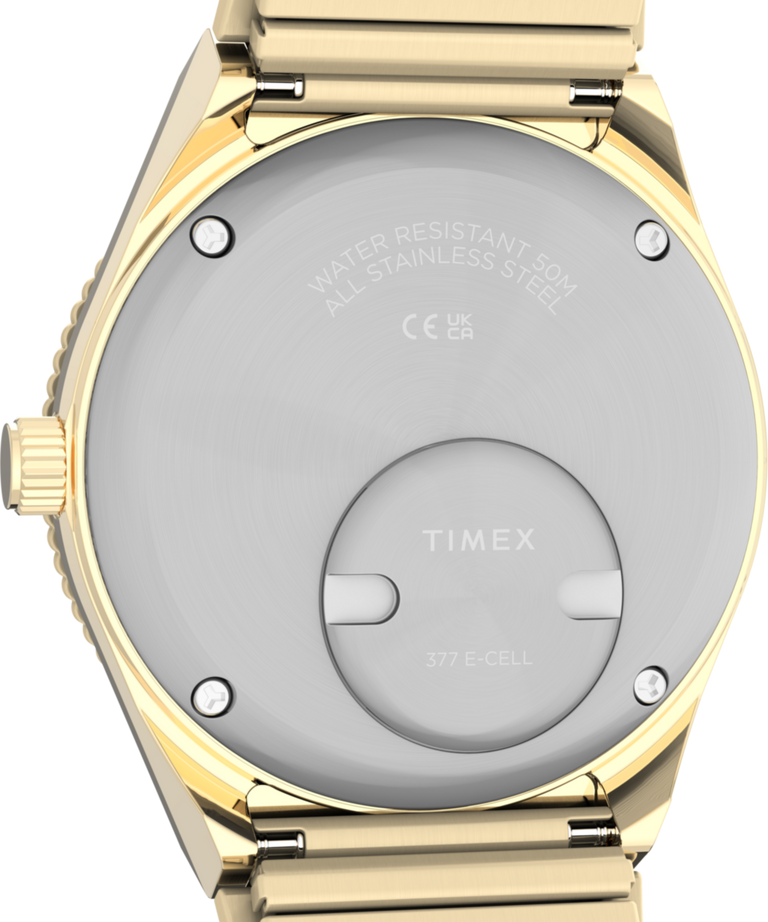 TW2Y57500 Q Timex® Mini 30mm Stainless Steel Expansion Band Watch  Caseback Image