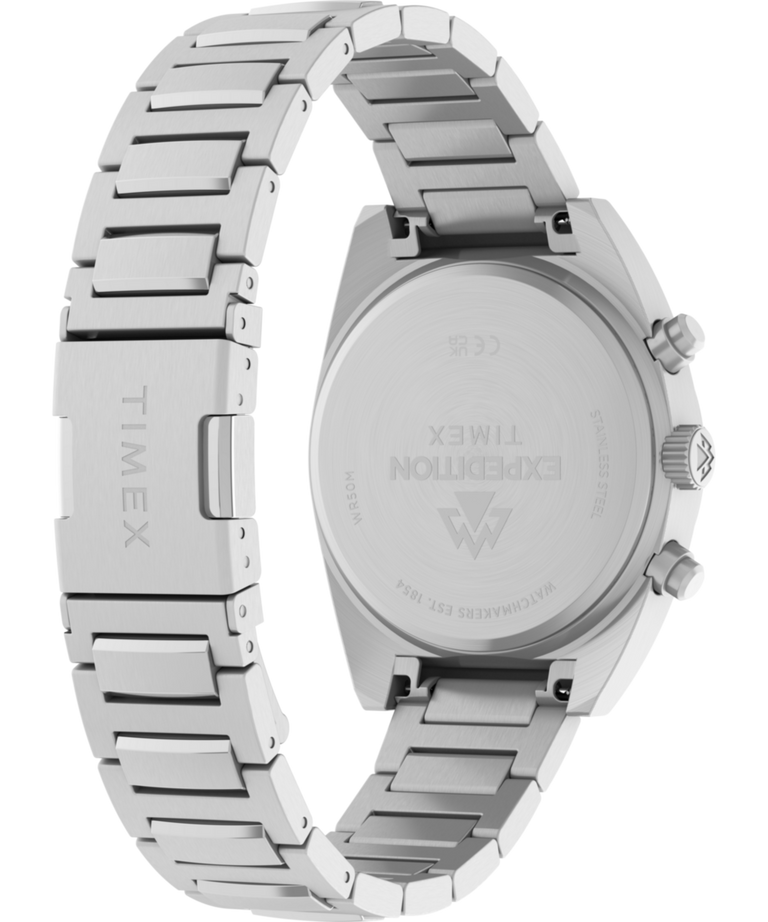 TW2Y61200 Reloj Expedition® Capstone Chronograph de 41 mm con brazalete de acero inoxidable. Imagen del fondo de la caja con accesorio.