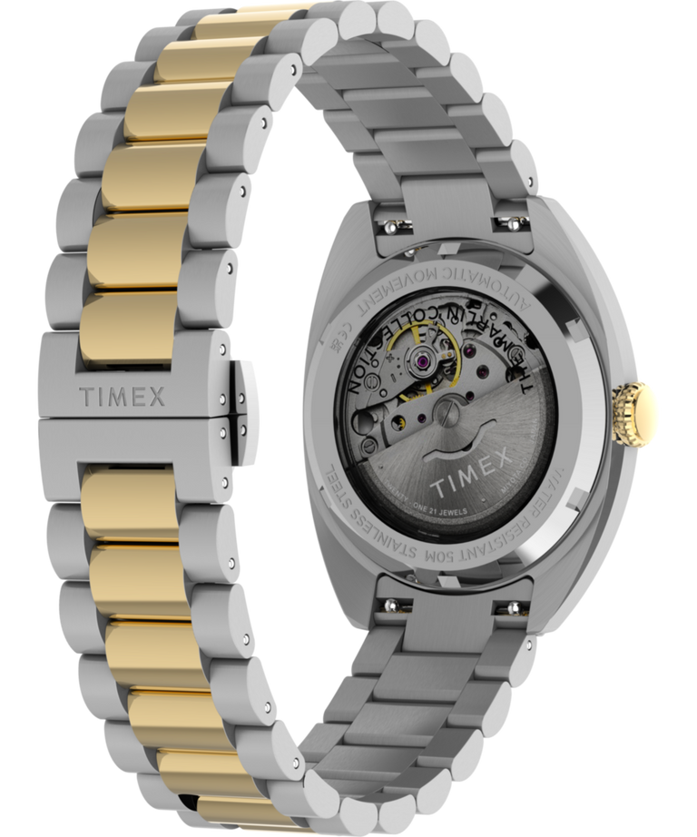 TW2Y65100 Reloj Marlin® Draper automático de 37 mm con brazalete de acero inoxidable. Imagen del fondo de la caja con accesorio.