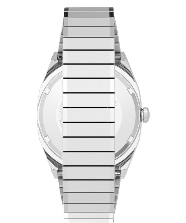 Imagen de la correa del reloj Timex® Automatic 1983 E Line de 34 mm con correa elástica de acero inoxidable TW2Y66700