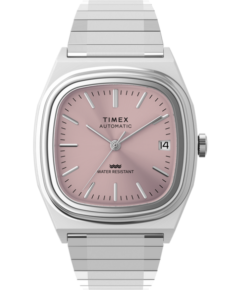 TIMEX 腕時計稼働品ホワイト/ブルー 1975年時代手巻き Timex® Automatic 1983 E Line 34mm Stainless Steel Expansion Band