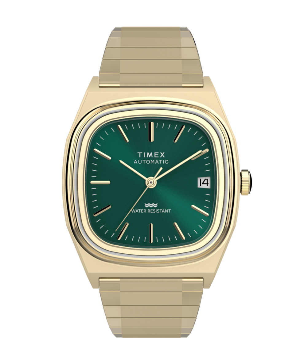 Imagen principal del reloj Timex® Automatic 1983 E Line de 34 mm con correa elástica de acero inoxidable TW2Y67700