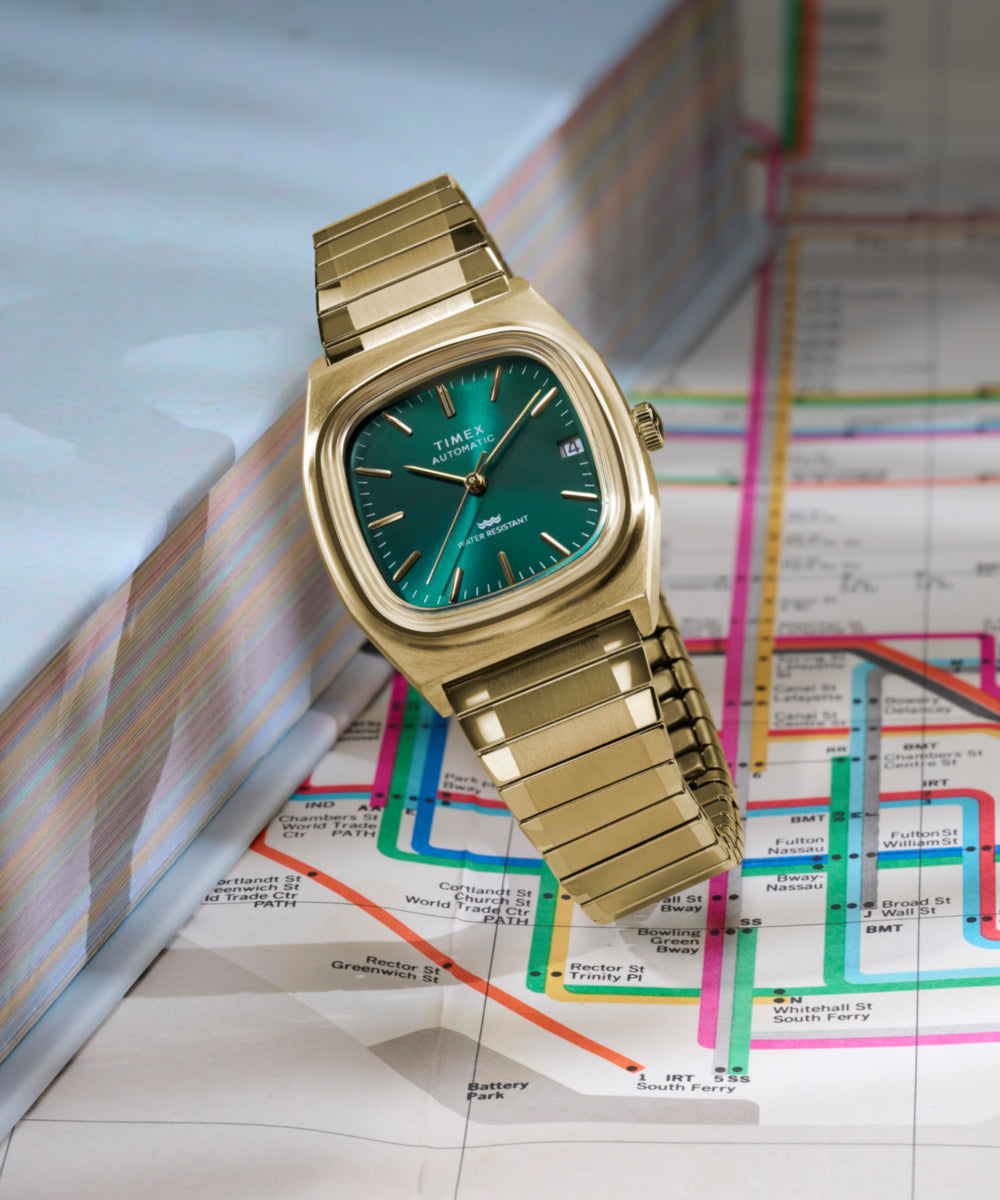 Timex REISSUE 1983 E-line ターコイズ New Retro Turquoise Blue Timex 1983 E-Line Automatic - TW2Y07300